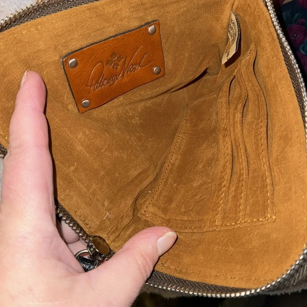 Rare Patricia Nash Set! Fall Color Floral Design Leather Large & Smaller Bag - Picture 4 of 11